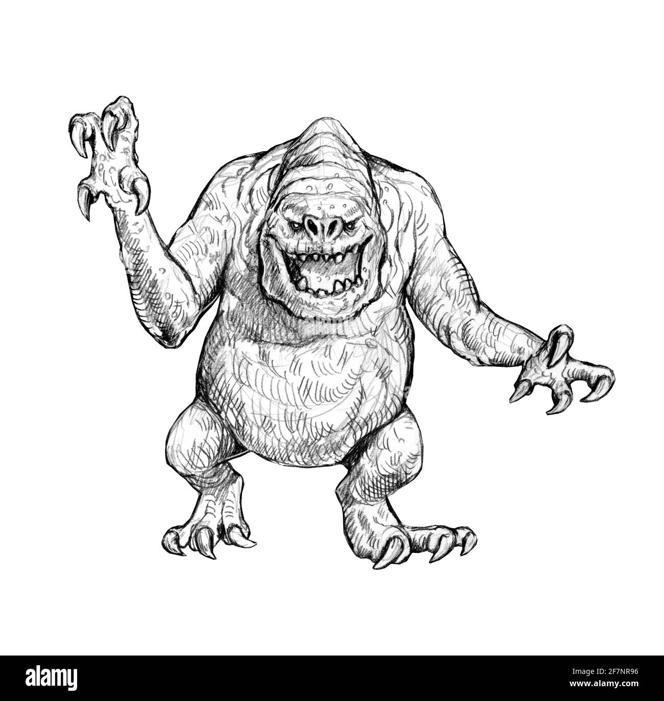 Disgusting monster rancor allien pencil drawing stock photo