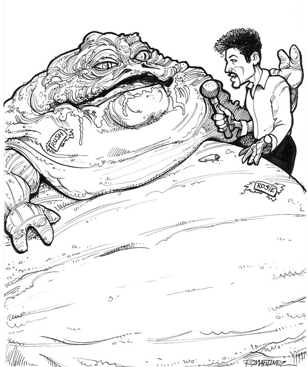 Original jabba the hutt drawing used in gag magazine by randy martinez mighty jabbas collection