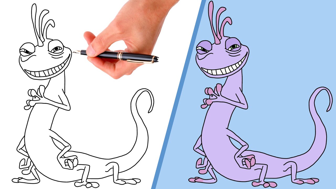 How to draw randall boggs fro onsters inc super easy disney drawing