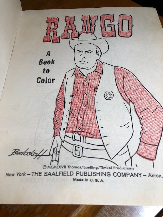 Rango texas ranger coloring book vintage saalfield