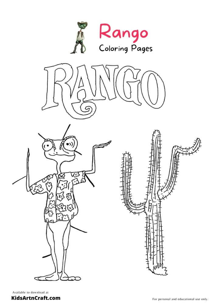 Rango coloring pages for kids â free printables