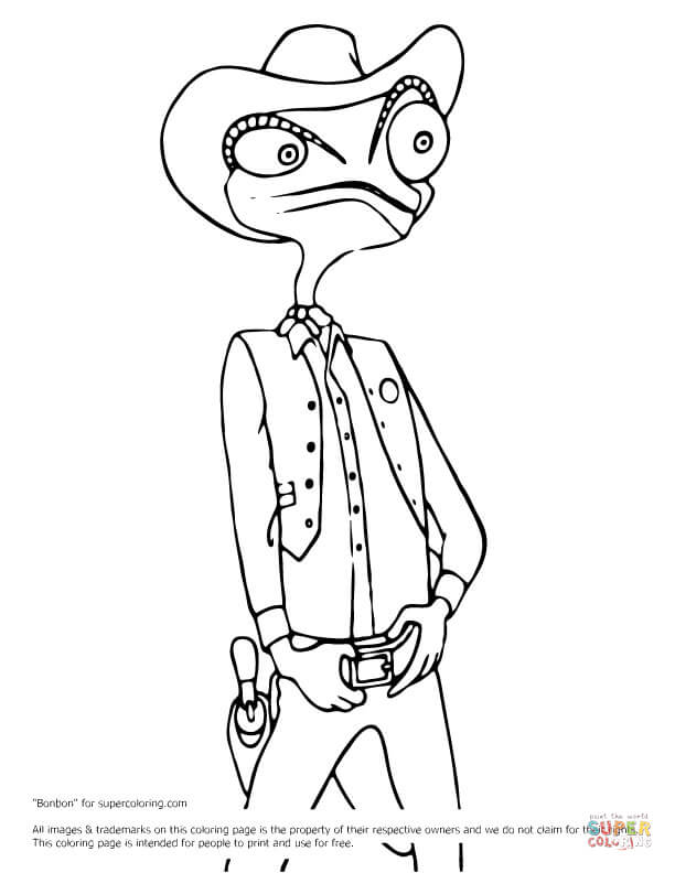 Rango cowboy coloring page free printable coloring pages