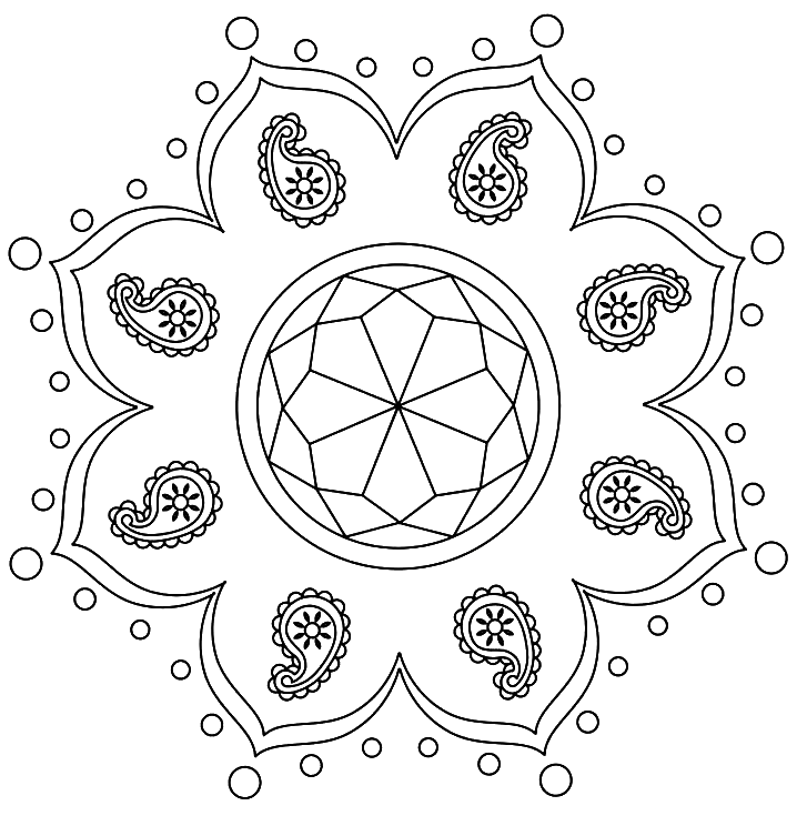 Rangoli coloring pages printable for free download