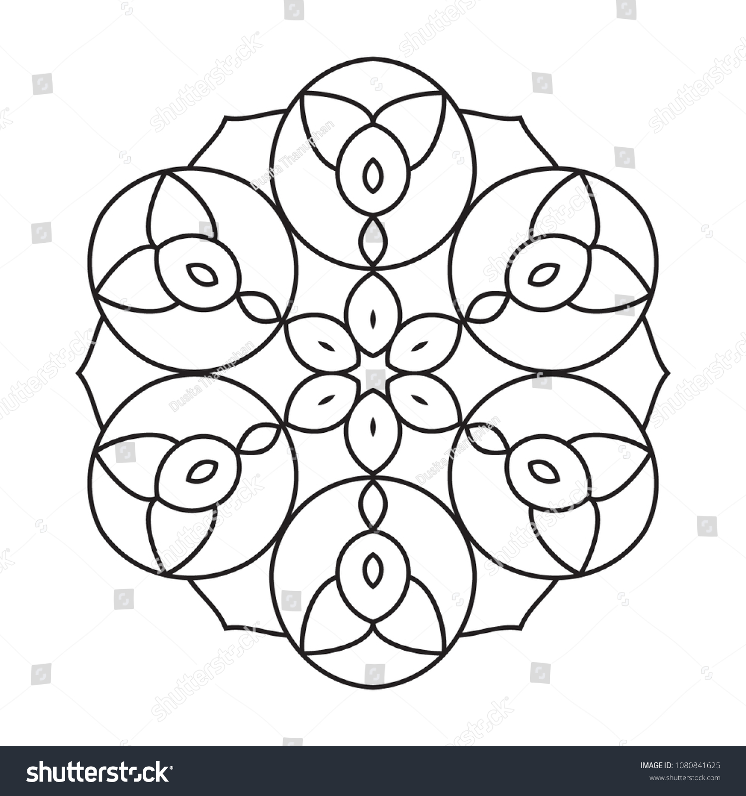 Easy mandala basic simple coloring pages stock illustration