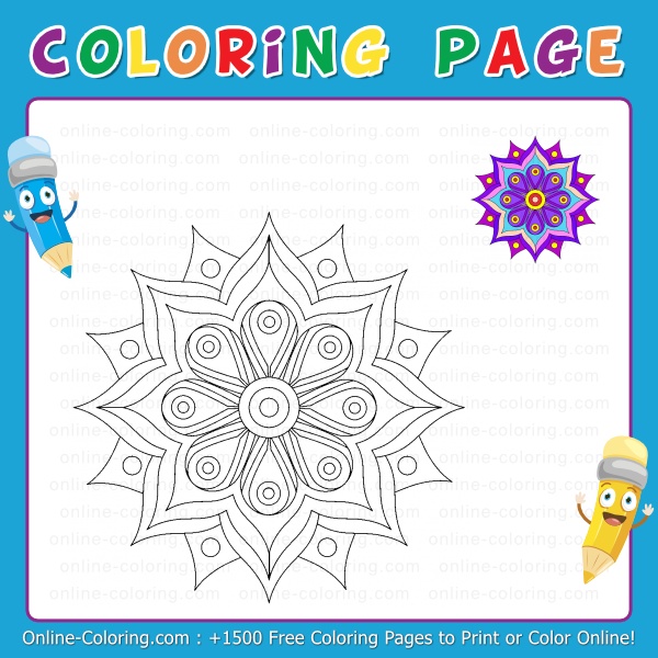 Indian traditional rangoli free online coloring page