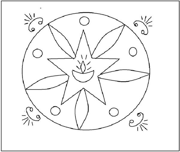 Rangoli coloring printable page for kids