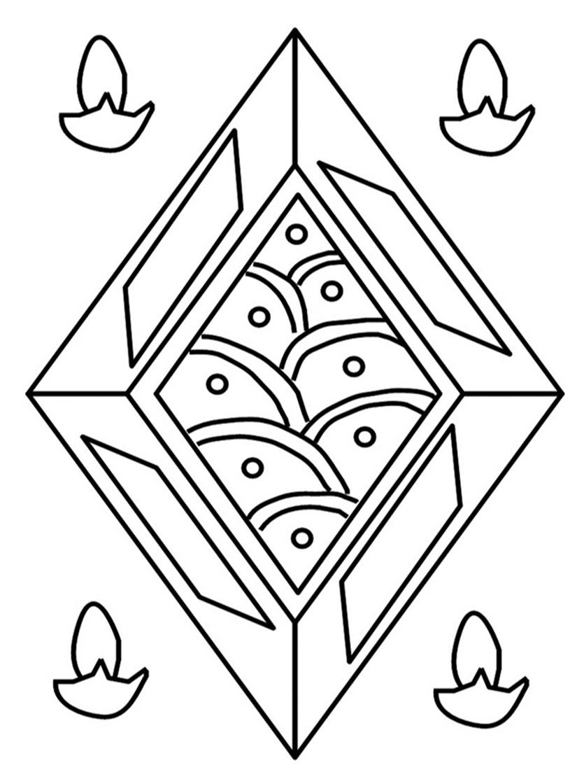 Rangoli coloring printable page for kids