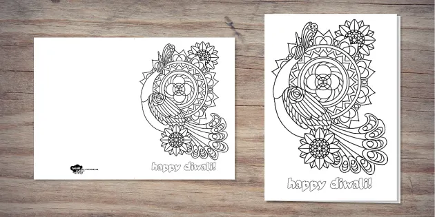 Rangoli colouring card party teacher made