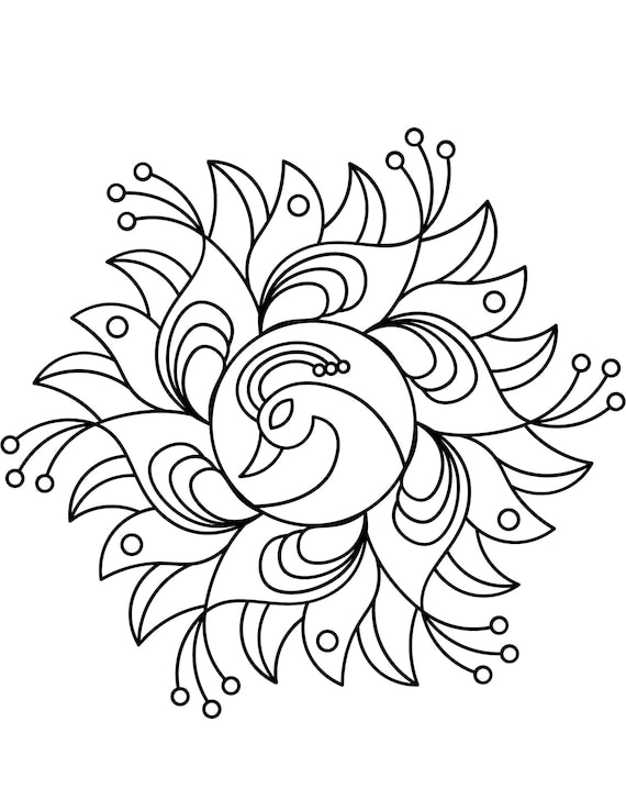 Printable rangoli mandala design coloring pages for kids and adult digital download pdf