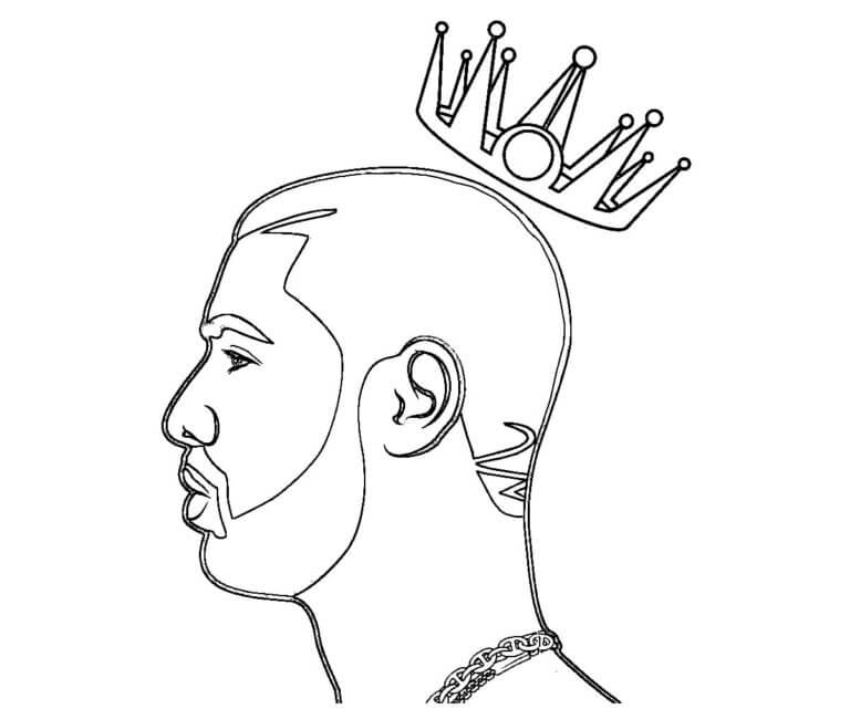 Rap singer drake with crown coloring page