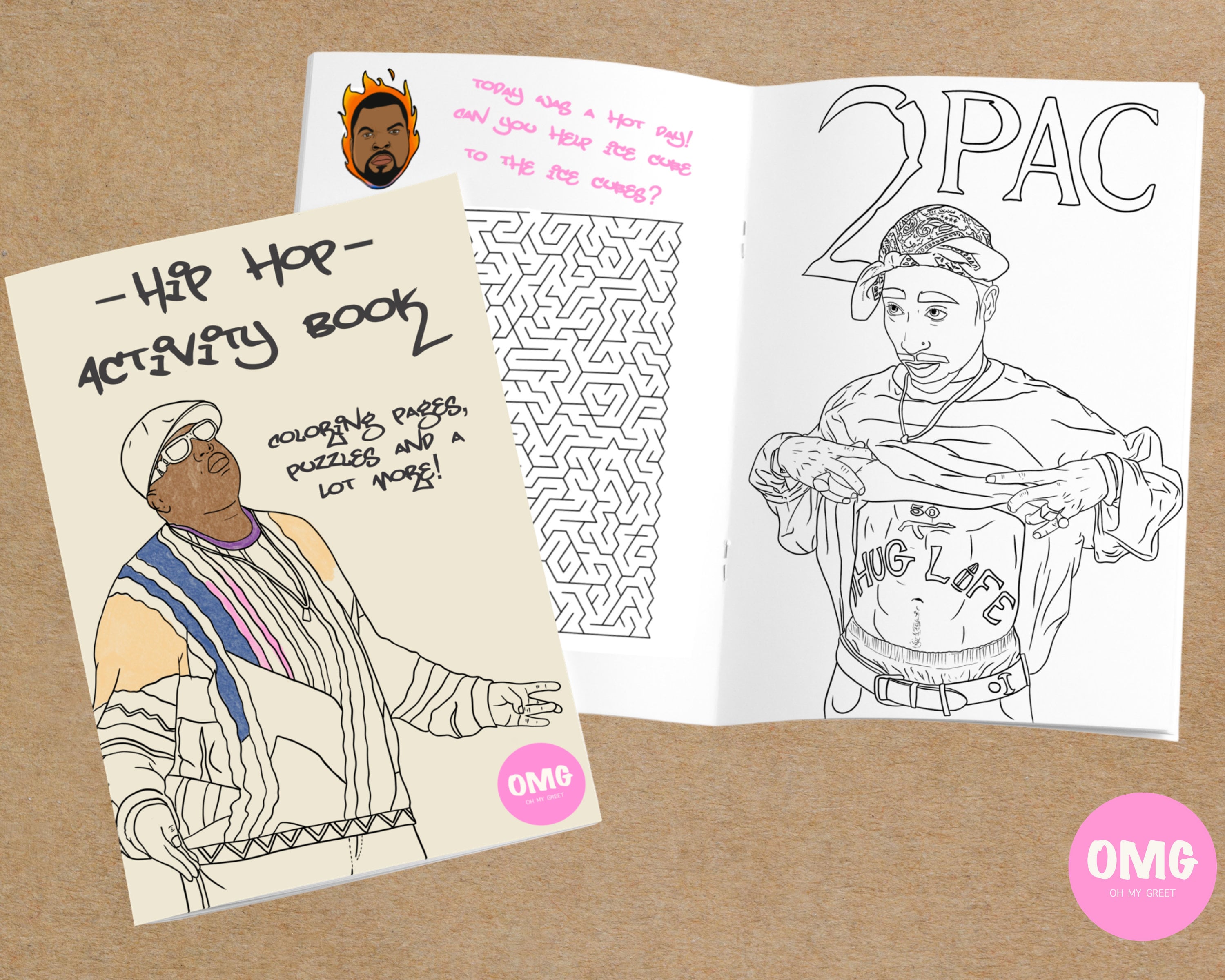 Hip hop activity book coloring book big pac eminem snoop dogg dr dre eazy e ice cube rapper gift hip hop gift
