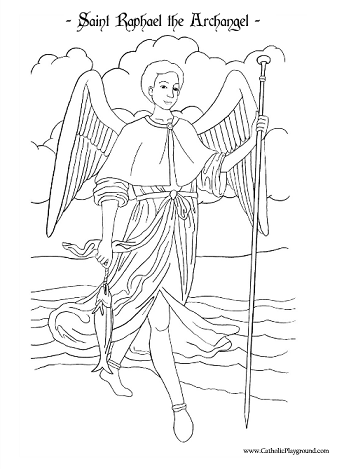 Saint raphael the archangel coloring page september th â catholic playground