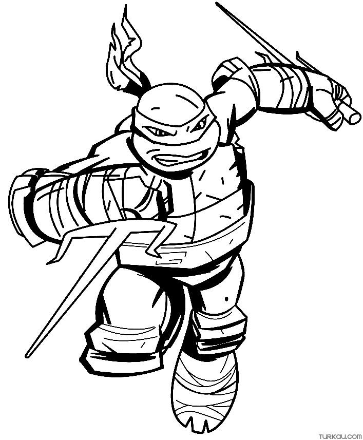 Ninja turtles raphael attack coloring page