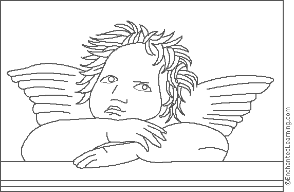 Raphael cherub coloring page