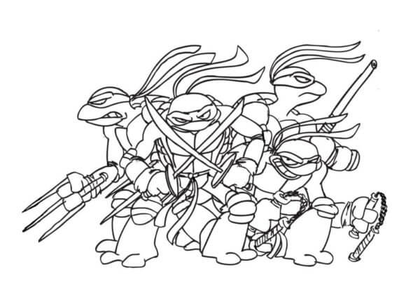 Raphael attacks with a dagger and a foot coloring page