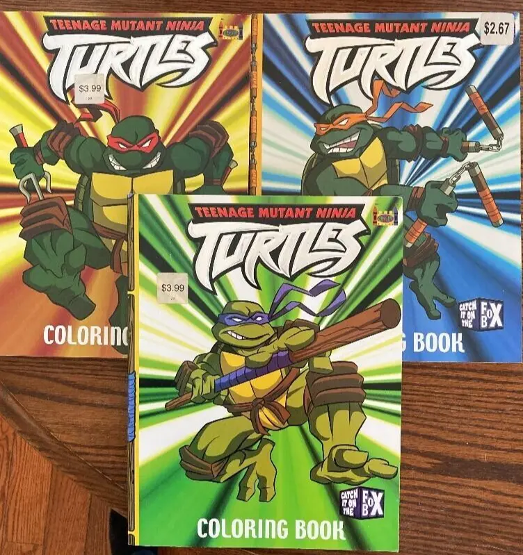 Three teenage ninja turtle coloring books