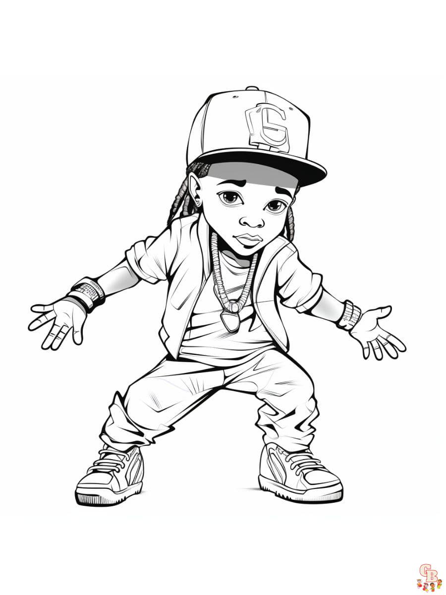 Printable hip hop coloring pages for kids and adults