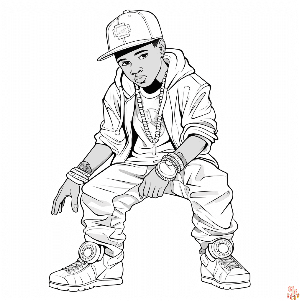 Printable hip hop coloring pages for kids and adults