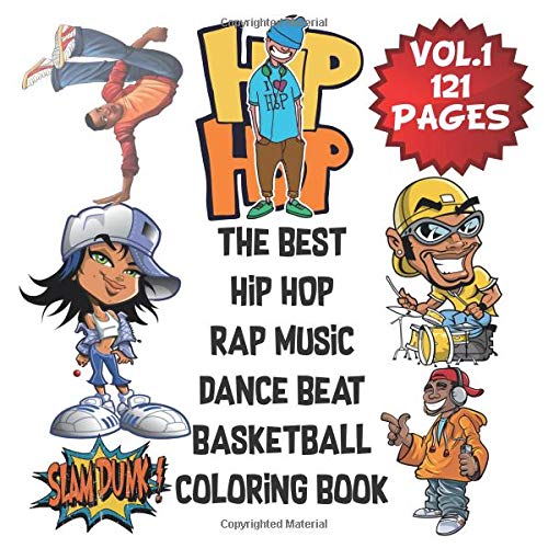 The best hip hop rap music dance beat and basketball coloring book different adult and teen coloring drawing relaxing activities with pages for music sport fans the rapper coloring book