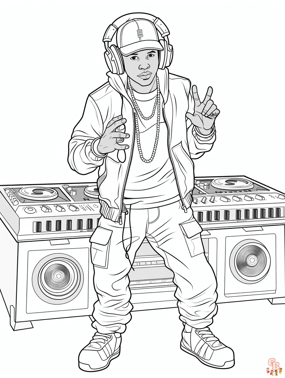 Printable rapper coloring pages free for kids and adults