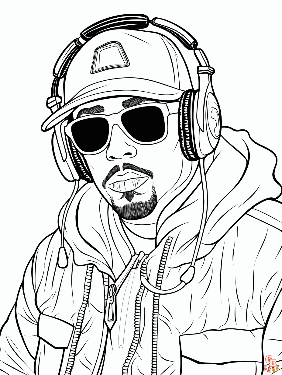 Printable rapper coloring pages free for kids and adults