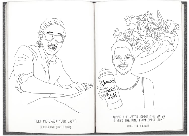 Chance the rappers coloring book lyrics are now in a real and free coloring book the fader