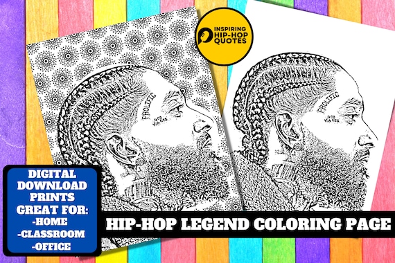 Hip hop legend rapper coloring page printable coloring page adult color sheet instant download x