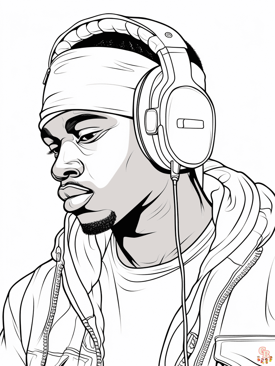 Printable rapper coloring pages free for kids and adults