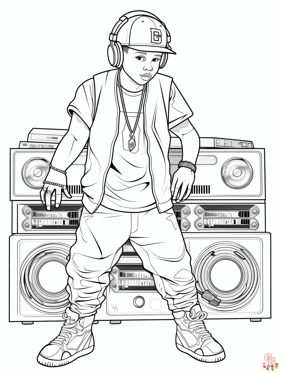 Printable rapper coloring pages free for kids and adults