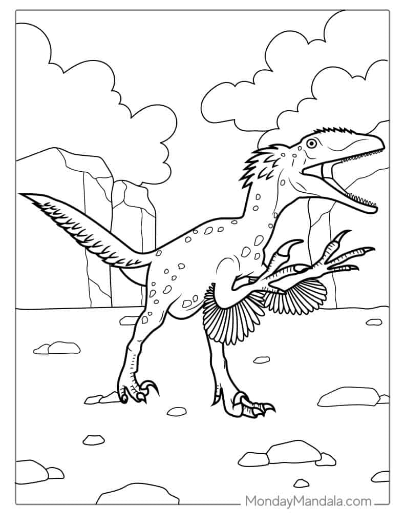 Velociraptor coloring pages free pdf printables