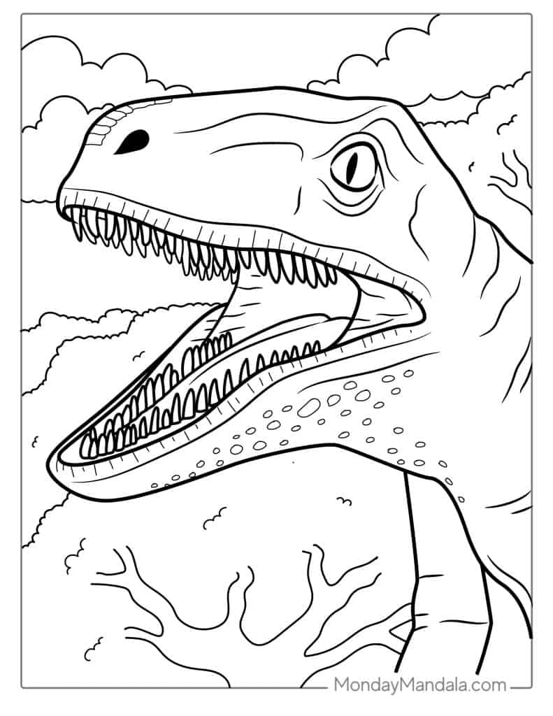 Velociraptor coloring pages free pdf printables