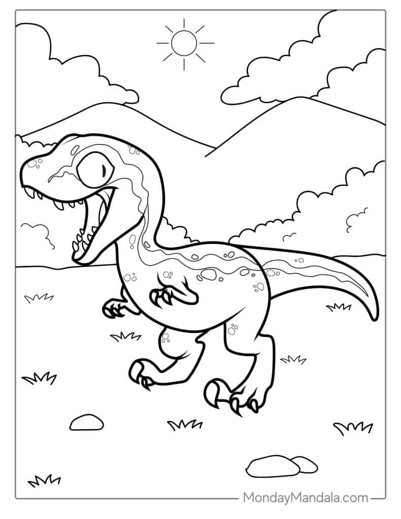 Velociraptor coloring pages free pdf printables