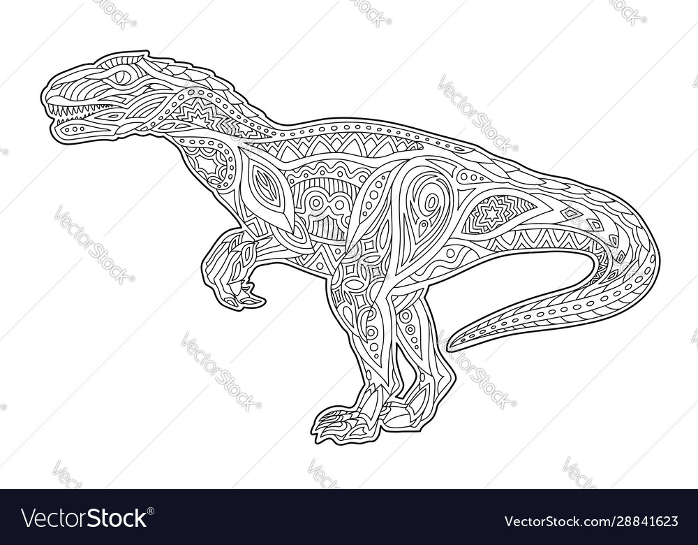 Cartoon art for coloring book page with raptor vector image