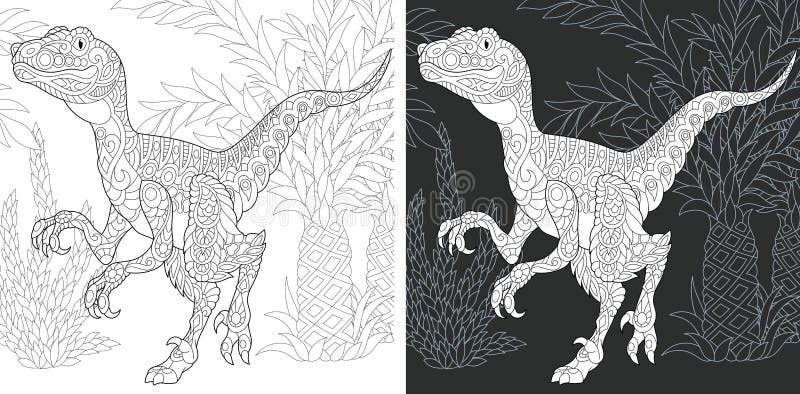 Coloring pages with raptor stock vector illustration of dino