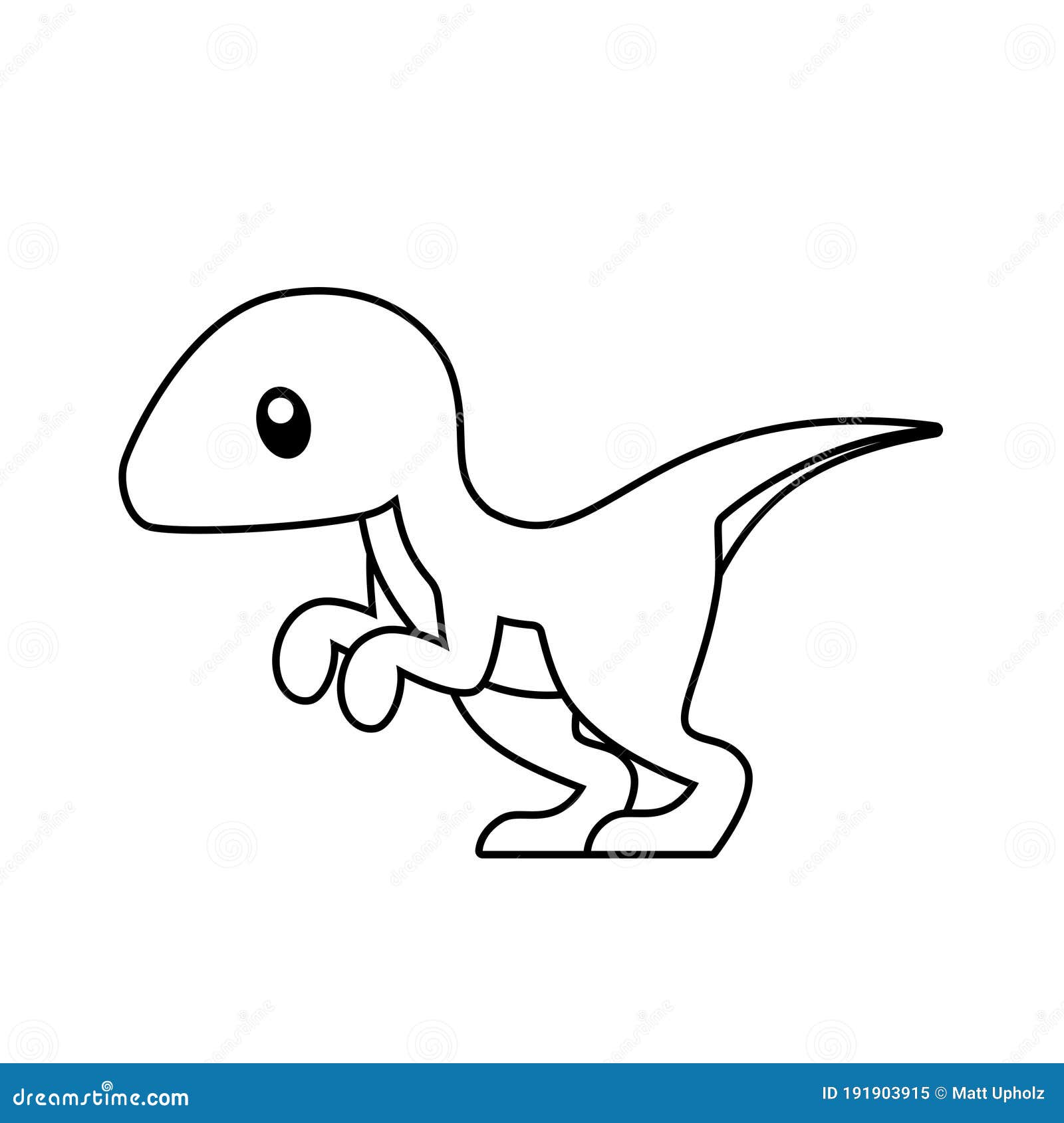 Cute velociraptor coloring page vector illustration on white stock vector