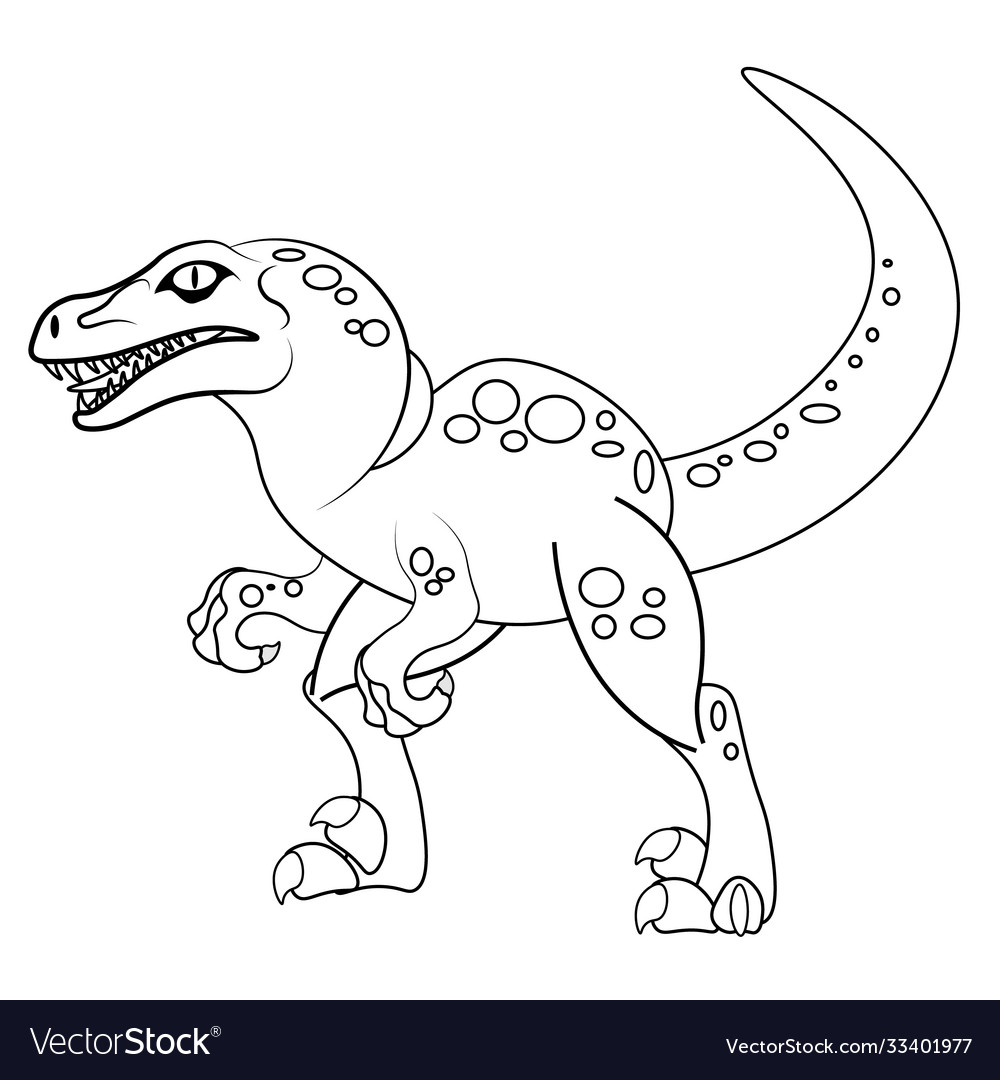 Coloring raptor dinosaur for royalty free vector image