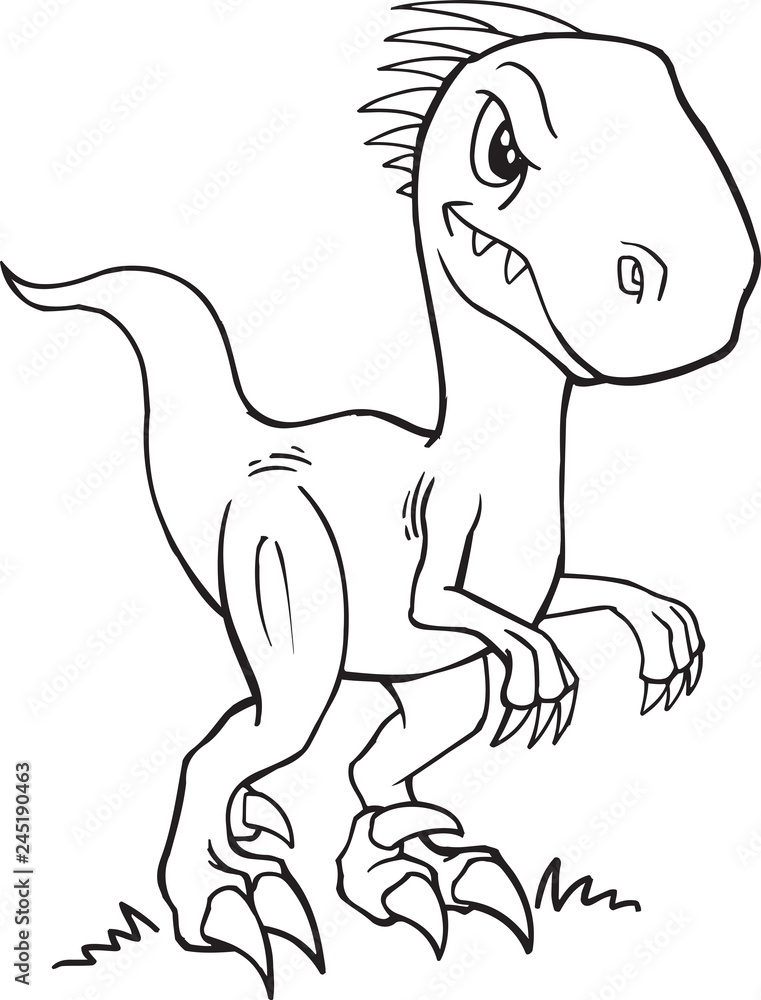 Velociraptor dinosaur coloring page vector illustration art vector