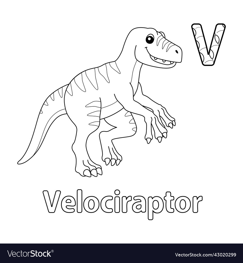 Velociraptor alphabet dinosaur abc coloring page v