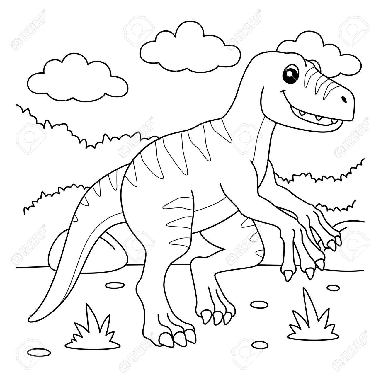 Velociraptor coloring page for kids royalty free svg cliparts vectors and stock illustration image