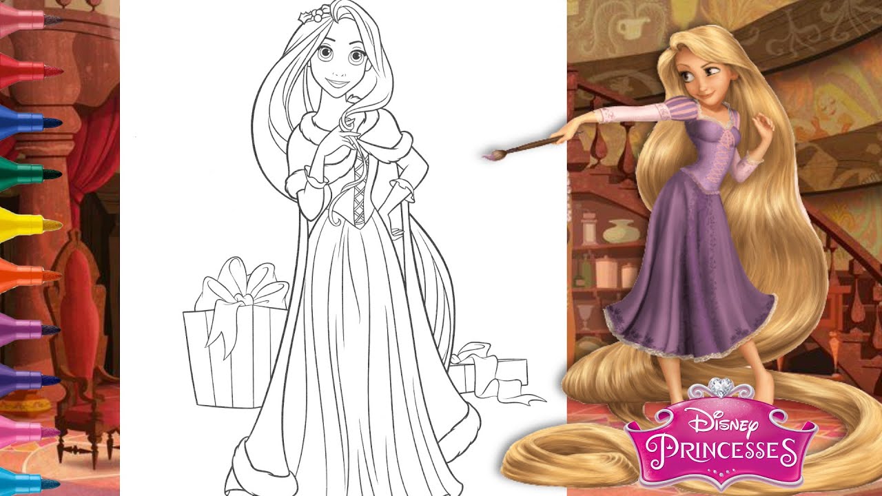 Disney christmas coloring page disney princess rapunzel christmas coloring page imagine it coloring