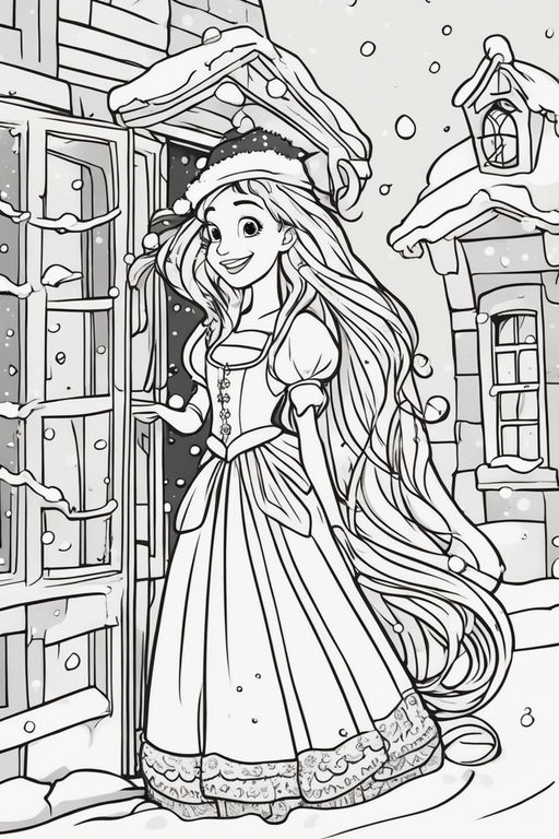 Grayscale disney princesse rapunzel
