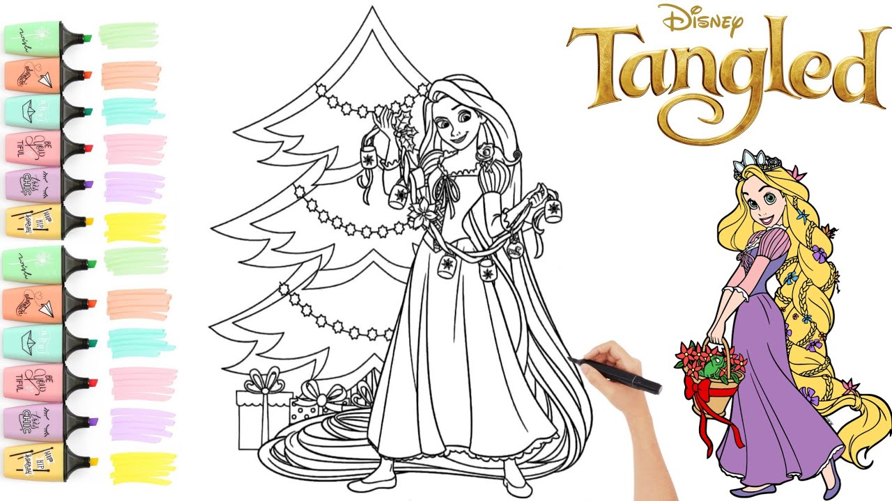 Disney tangled rapunzel christmas coloring and drawing disney rapunzel coloring page coloringpage