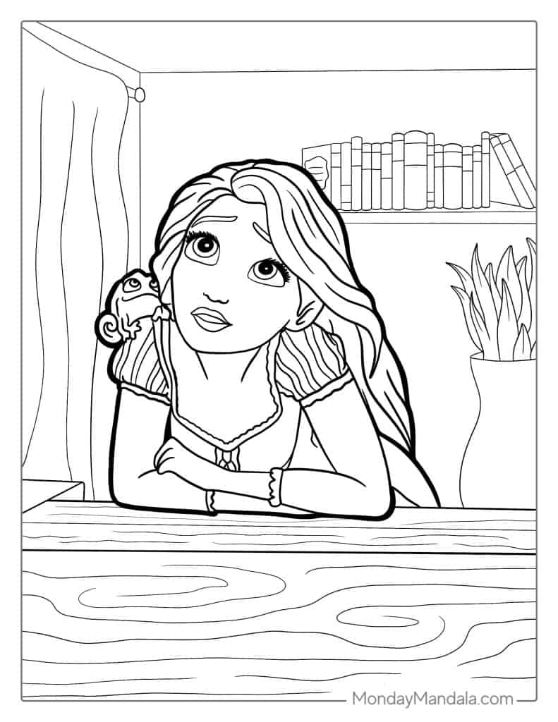 Tangled coloring pages free pdf printables