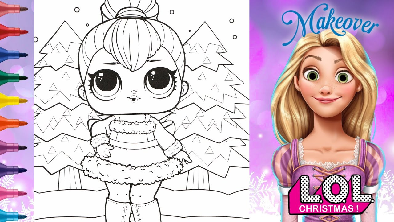 Lol surprise christas coloring page akeover to rapunzel coloring lol surprise doll christas
