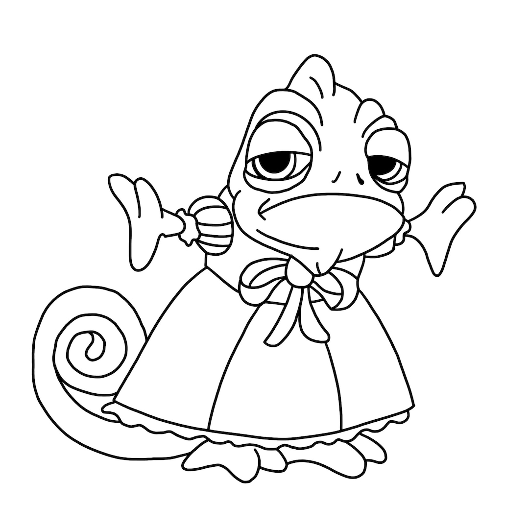 Pascal in dress tangled digital files svgpdfpngjpeg kids coloring pages instant download