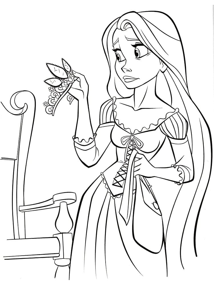 Rapunzel with crown coloring page