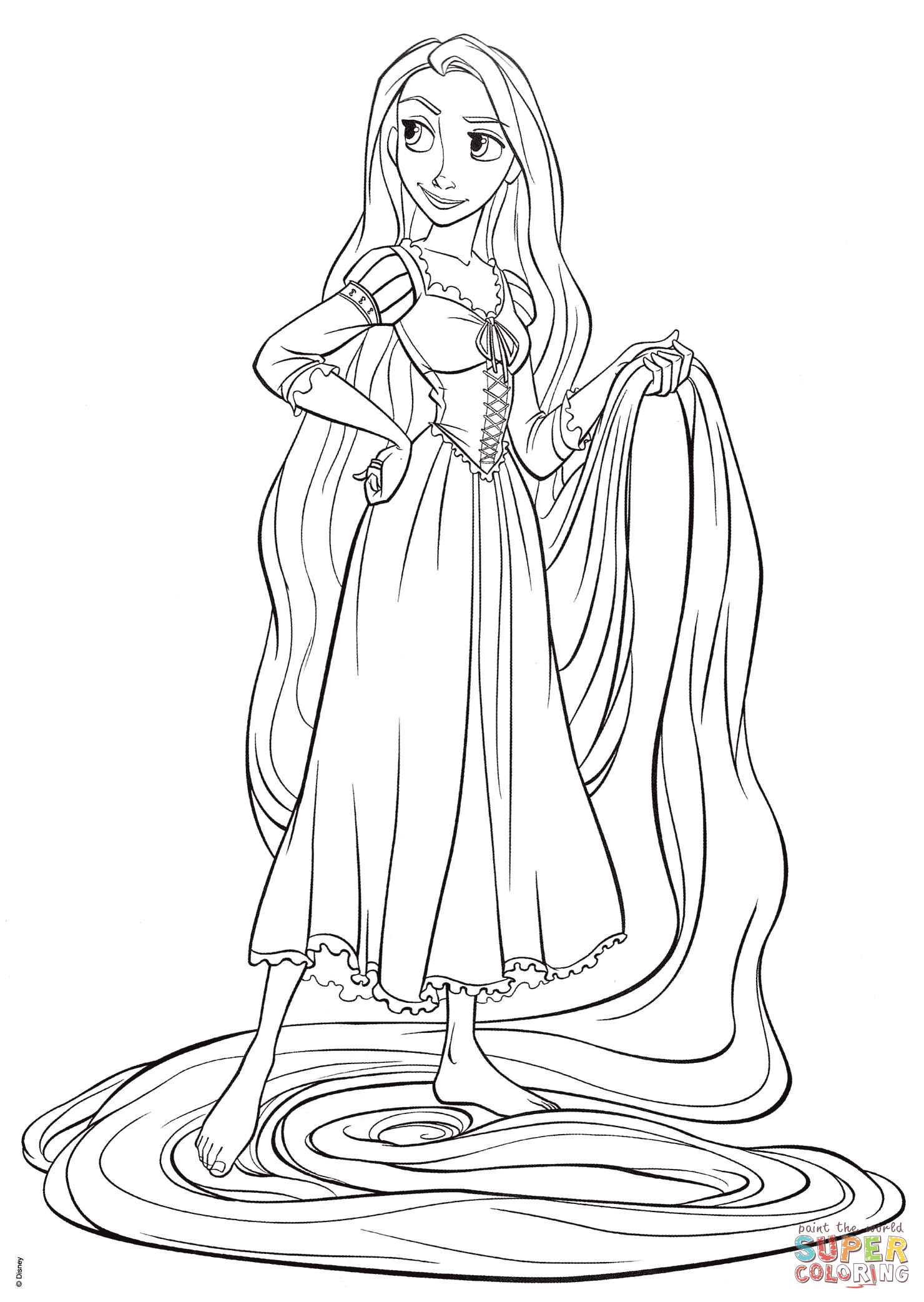 Rapunzel from tangled coloring page free printable coloring pages