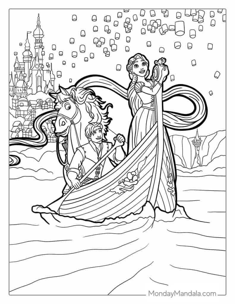 Tangled coloring pages free pdf printables