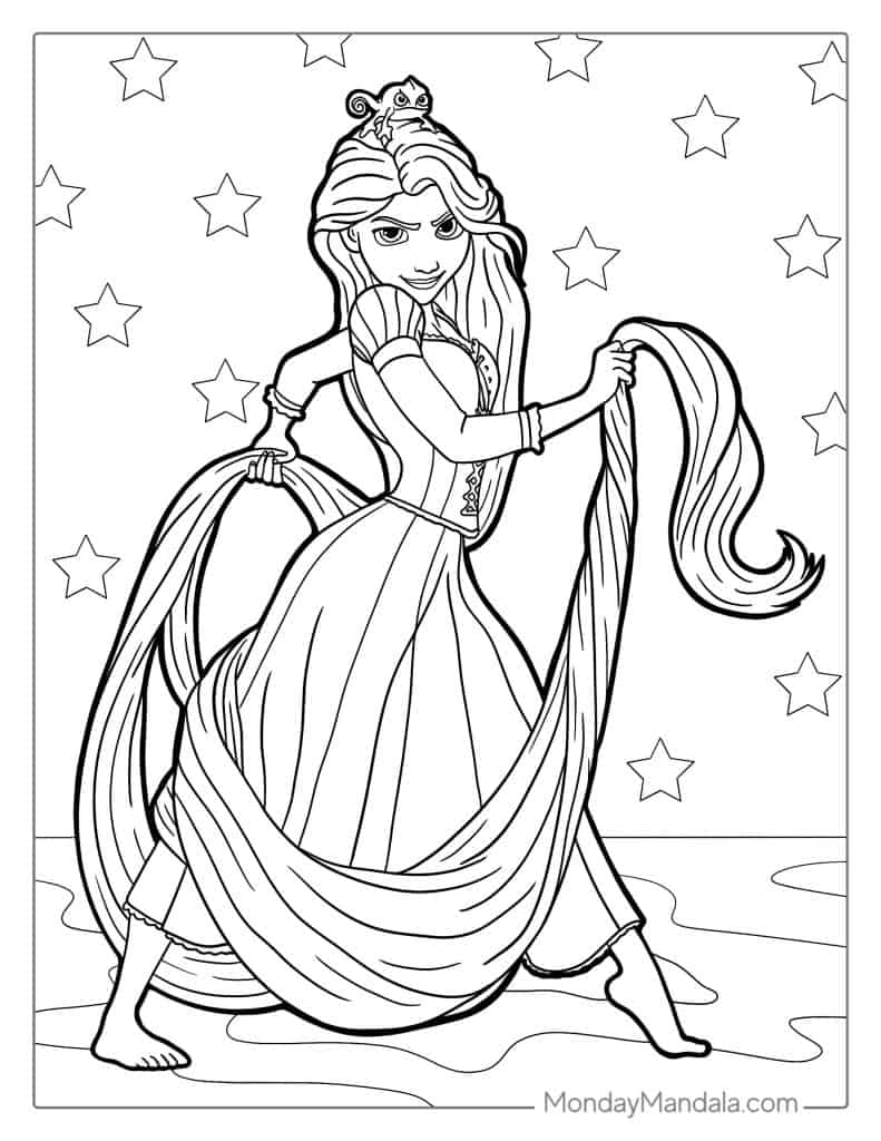 Tangled coloring pages free pdf printables