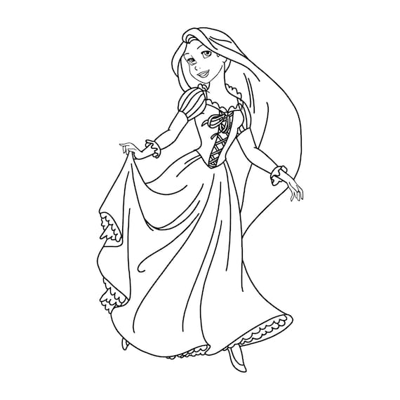 Princess rapunzel tangled digital files svgpngpdfjpeg princess coloring pageskids coloring pages